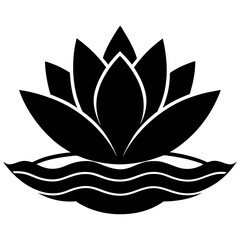 Silhouette of Lotus Flower vector illustration, lotus logo design for any business 
