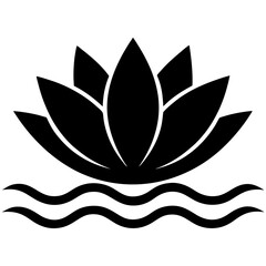 Silhouette of Lotus Flower vector illustration, lotus logo design for any business 