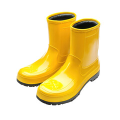 yellow rubber boots isolated on white background - PNG