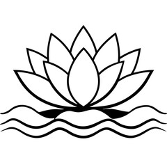 Lotus Flower vector line drawing illustration, lotus line art minimalist logo for business 
