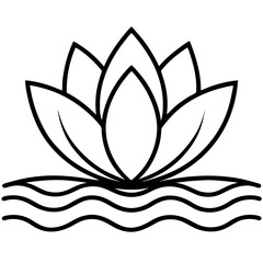 Lotus Flower vector line drawing illustration, lotus line art minimalist logo for business 