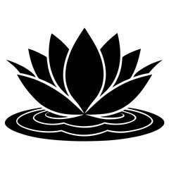Silhouette of Stylized Lotus Flower with Waves Symbolizing Serenity, lotus flower logo icon illustration 