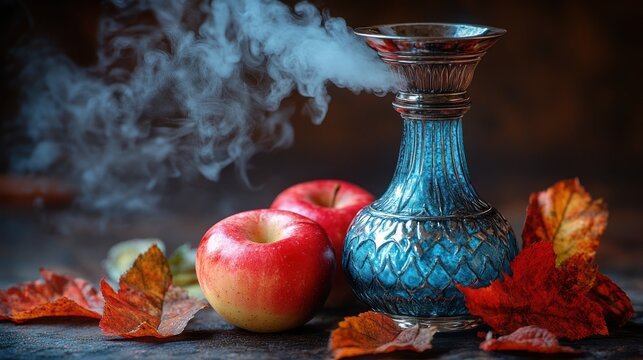 Autumnal smoking hookah with apples