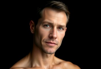 Fototapeta premium Photorealistic male portrait on black background