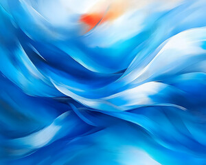Obraz premium Abstract blue and white fluid design simulating sea waves with motion, representing freedom for desktop wallpaper or website background