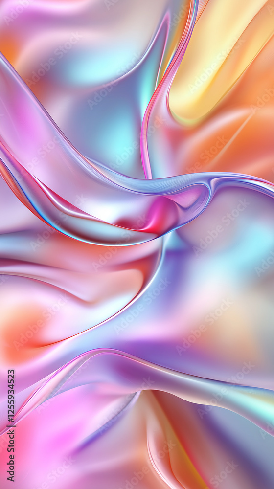 Poster Pastel holographic abstract background creating fluid and flowing shapes