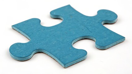 Fototapeta premium Teal Jigsaw Puzzle Piece on White Background