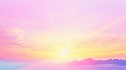Dreamy Pastel Sunset Over Mountains: A Serene and Ethereal Landscape
