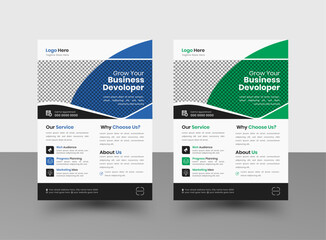 Corporate business flyer with two different colors in A4 size, editable vector template design and perfect for a creative creative professional business.