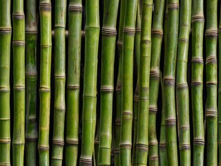 Fototapeta premium Close-up of Lush Green Bamboo Stalks A Natural and Serene Background
