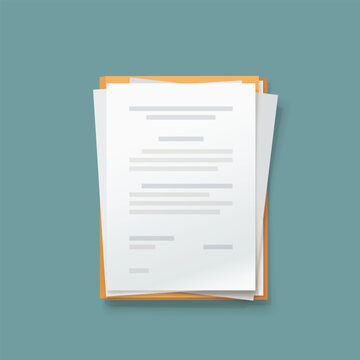 a paper documents in stack on folder