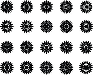 Set of Sunflower Silhouette vector illustration, sunflower icon  logo design 