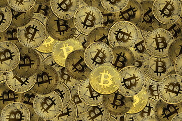 golden bitcoins as symbol of wealth