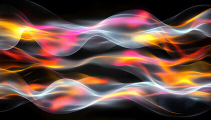 Fototapeta premium Abstract colorful waves over dark background. Visual for science presentation, futuristic design, or modern tech