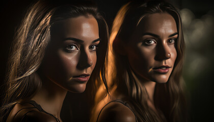Dramatic Women in 90s style lighting