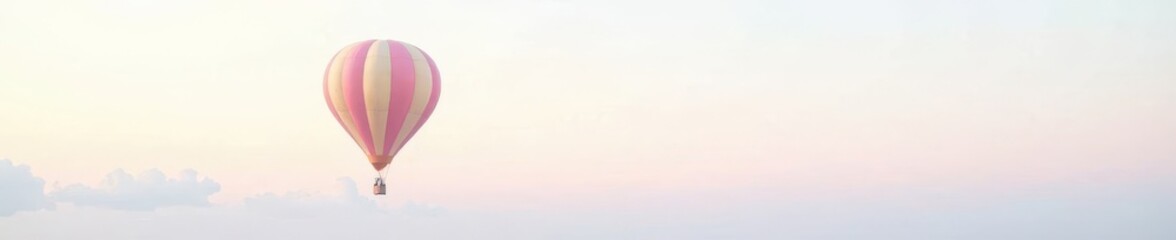 Naklejka premium Single hot air balloon, pastel colors, isolated on white, light, peaceful, pastel