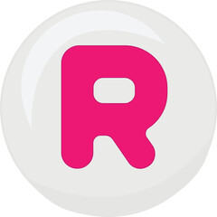 white alphabet bead vector illustration icon