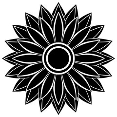 Bold Black Sunflower Silhouette vector illustration, sunflower icon  logo design 