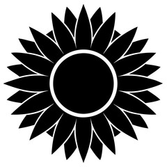 Bold Black Sunflower Silhouette vector illustration, sunflower icon  logo design 