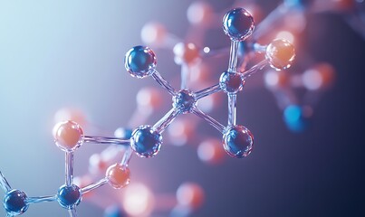 Molecular DNA structure abstract background. Molecule model, chemical formula. Medical, science and technology