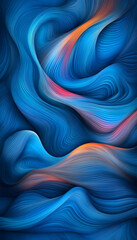 Naklejka premium Abstract flow wallpaper for mobile, background or design element in blue, orange and pink tones on dynamic swirls