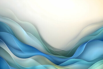 Obraz premium Abstract flowing blue and green waves background for presentations and websites, for use as banner or wallpaper