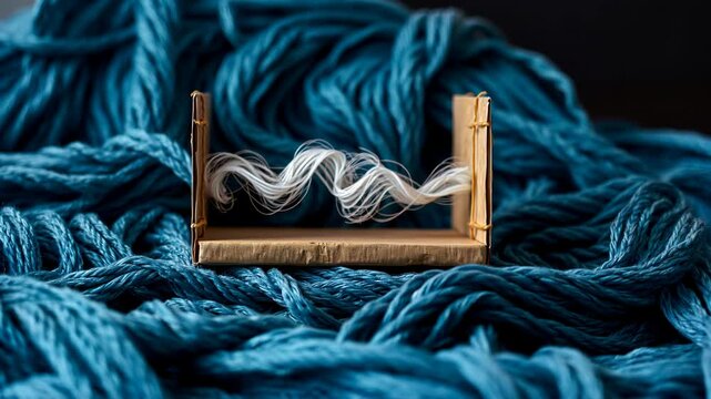 Gold Letter L Luxury Monogram, an elegant initial on a blue knitted fabric texture for a premium brand identity