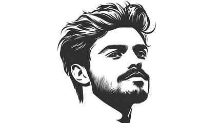 Stylish Man Portrait Black And White Illustration