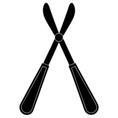 Black silhouette vector of various knives and sharp tools, scissors tool  vector illustration 