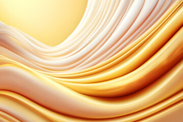 Abstract flowing smooth curves in gold and white for luxury design, ads, website background
