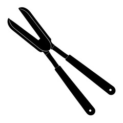 Black silhouette vector of various knives and sharp tools, scissors tool  vector illustration 