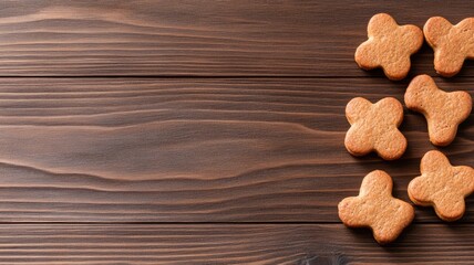 Fototapeta premium Six gingerbread cookies on wooden table
