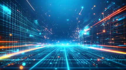 Abstract Digital Cityscape Representing Futuristic Technology