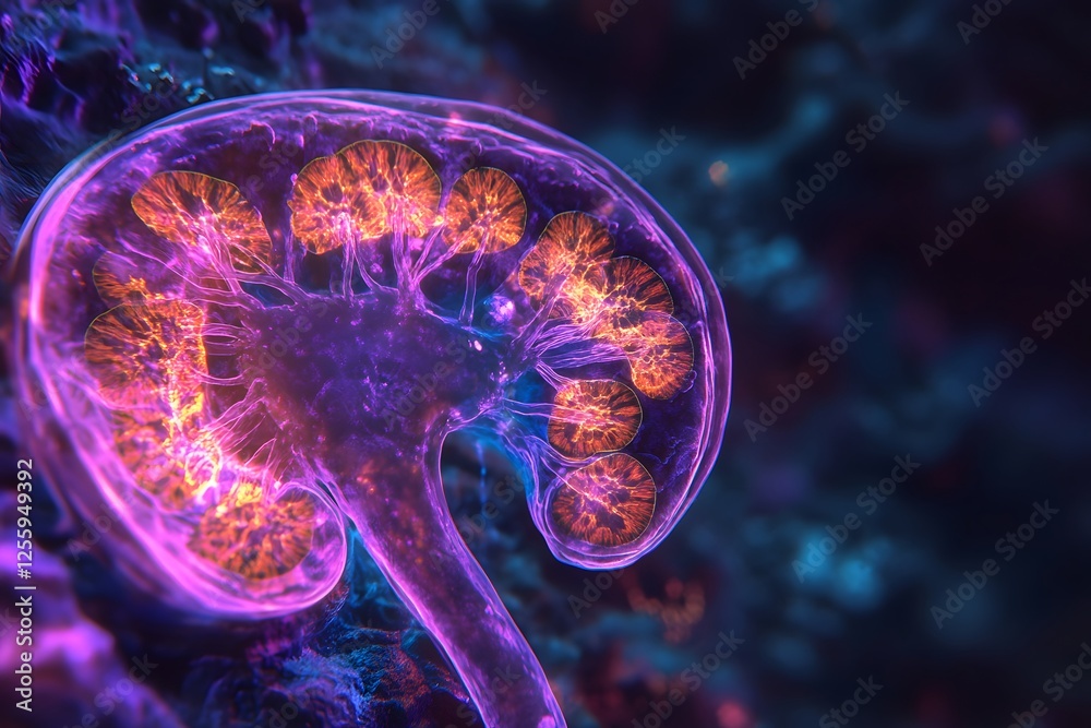 Poster Vibrant Abstract Visual of Neuroscience with Colorful Neural Network