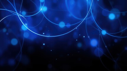 Obraz premium Abstract blue background with glowing lines and orbs creating a serene digital atmosphere