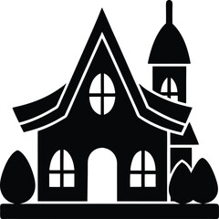 Easter Day House silhouette vector design