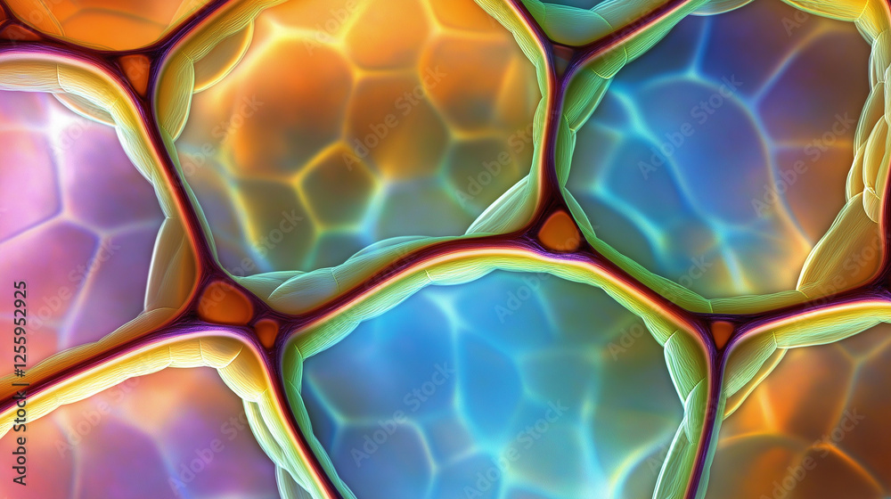 Poster organic cells connecting and forming a network of life