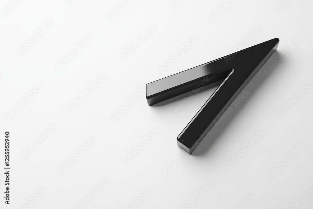 Poster Sleek black arrow symbol positioned on a smooth white surface, highlighting direction and movement in design
