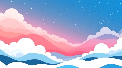 Pastel Sky Mountains Cloudscape Night Scene