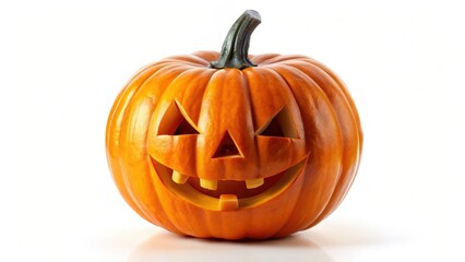 Fototapeta premium Carved Pumpkin on White Background