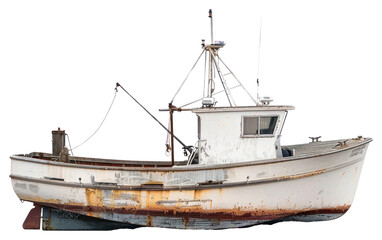 Naklejka premium PNG Rustic fishing boat on white