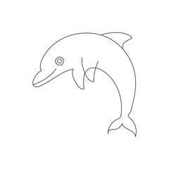 Dolphin Line Art Illustration Vector With White Background.