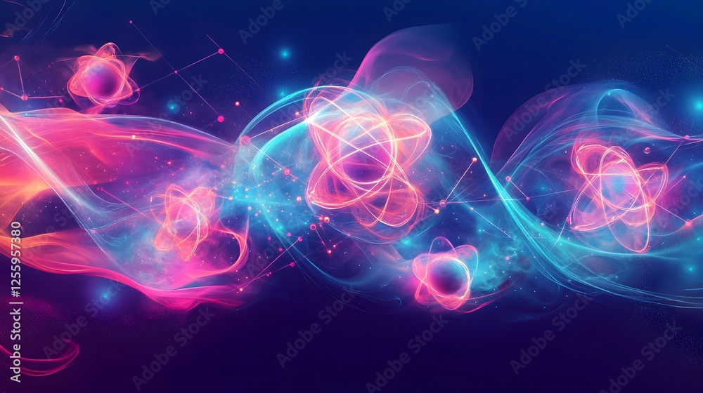 Sticker abstract atomic energy waveforms cosmic flow
