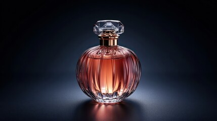 Elegant perfume bottle, dark background, studio shot, luxury fragrance, advertising