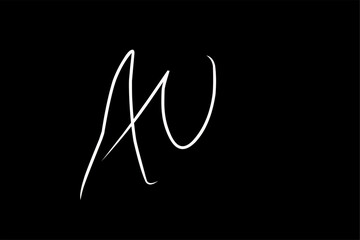 Initial Letter AU Logo in doodle style, Handwritten and Signature in combined style for Business Names with AU Alphabet