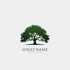 Obraz premium Green tree, oak tree, trees, eco, forest logo template