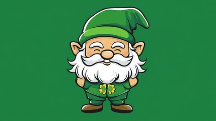 One Lucky Gnome: Fun and whimsical St. Patrick's Day design featuring an Irish leprechaun with a lucky charm, clover, and a humorous quote, perfect for posters, t-shirts, cards, invitations, and gifts