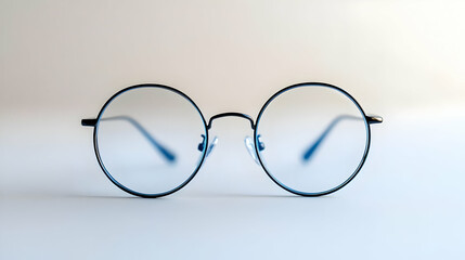 Photo: Round Eyeglasses on White Background - Vision, Clarity, Focus