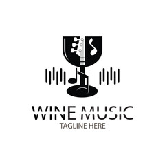 wine music logo design vector