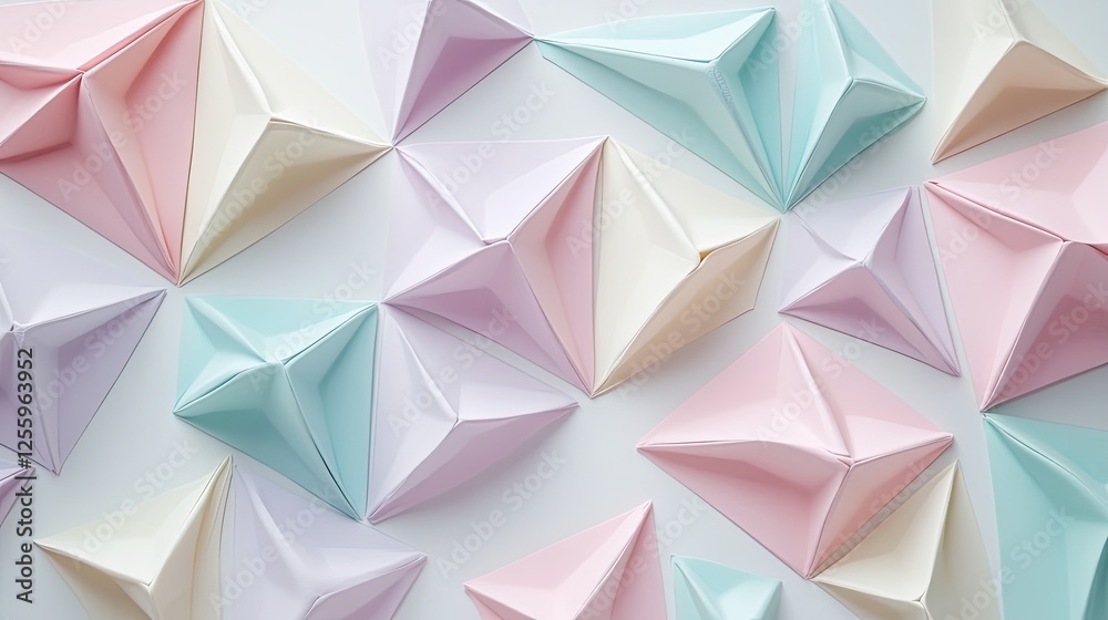 Wall mural minimalist geometric pattern with sharp triangles in pastel colors, creating a clean, elegant backgr